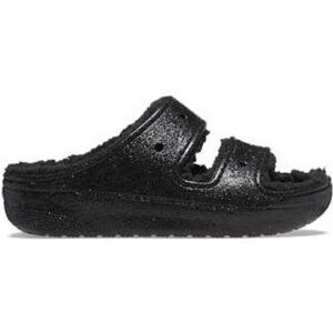 Crocs Classic Cozzzy Black Glitter Sandal Fuzzy Slipper Unisex Size 14 M NEW